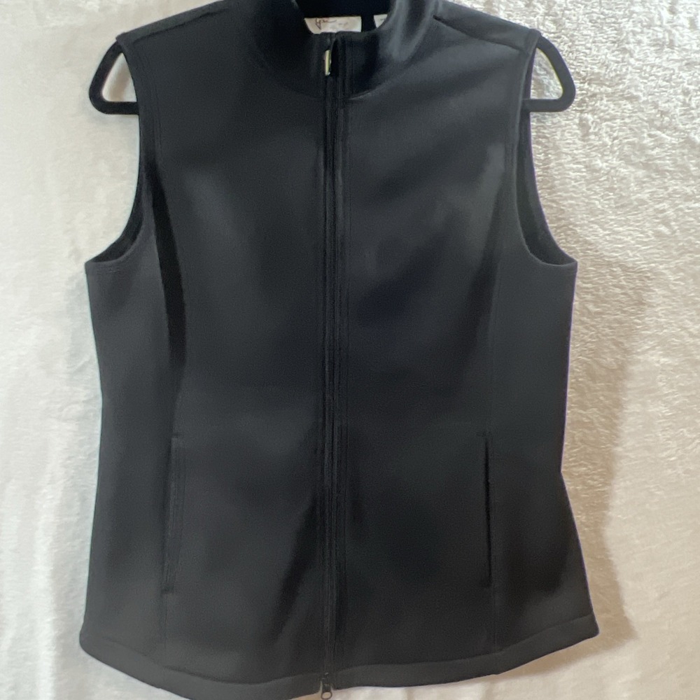 GREG NORMAN Black Full Zip Fleece Lined Golf Vest Pockets Women's Medium Ottoman